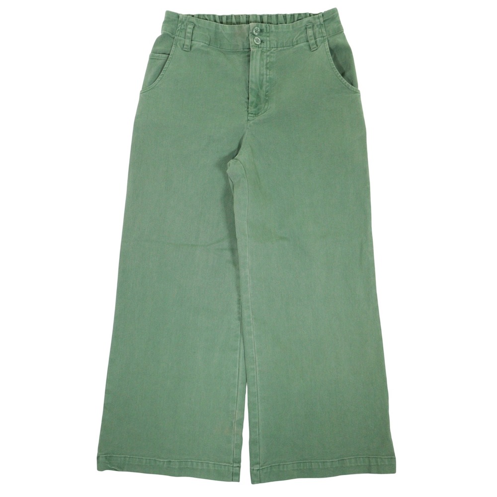 YFB Young Fabulous & Broke Wide Leg Pants Elastic Green Cotton Blend Women S EUC